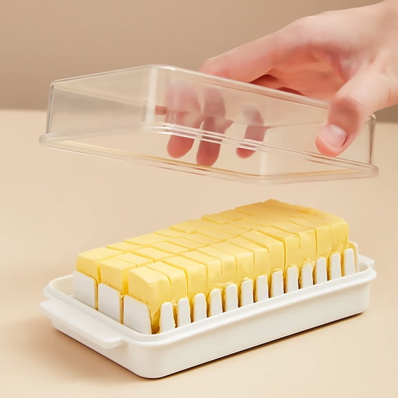 Jierger Butter Dish Butter Dish with Lid for Countertop Rationing of Butter Cubes Cutting Measuring Lines Easy To Clean When Placed In The Refrigerator