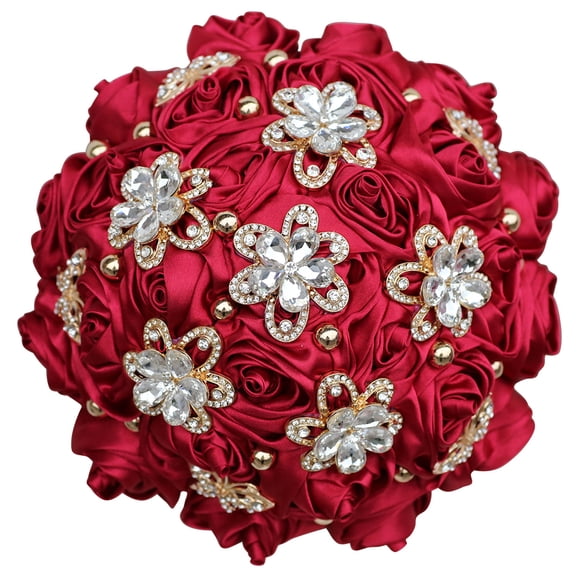 Minnieouse Ramo de simulación de satén de bajo mantenimiento, durabilidad duradera para ramos de boda, ramo de novia Ropa, zapatos y accesorios Miscelánea vino rojo