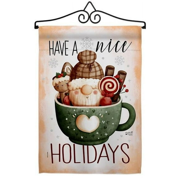Angeleno Heritage GS130304-BO-02 13 x 18.5 in. Hot Coco Gnome Garden Flag Set for Wintertime Winter Wonderland Double-Sided Decorative Vertical Flags & House Decoration Banner Yard Gift