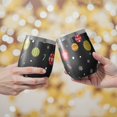 thumbnail image 2 of 12oz Stemless Wine Tumblers Black Christmas Ornament Pattern Vacuum Insulated Stainless Steel Travel Tumbler Cups Mug with Lid and Straw for Champaign,Cocktail,Beer with Cleaning Brush, 2 of 5