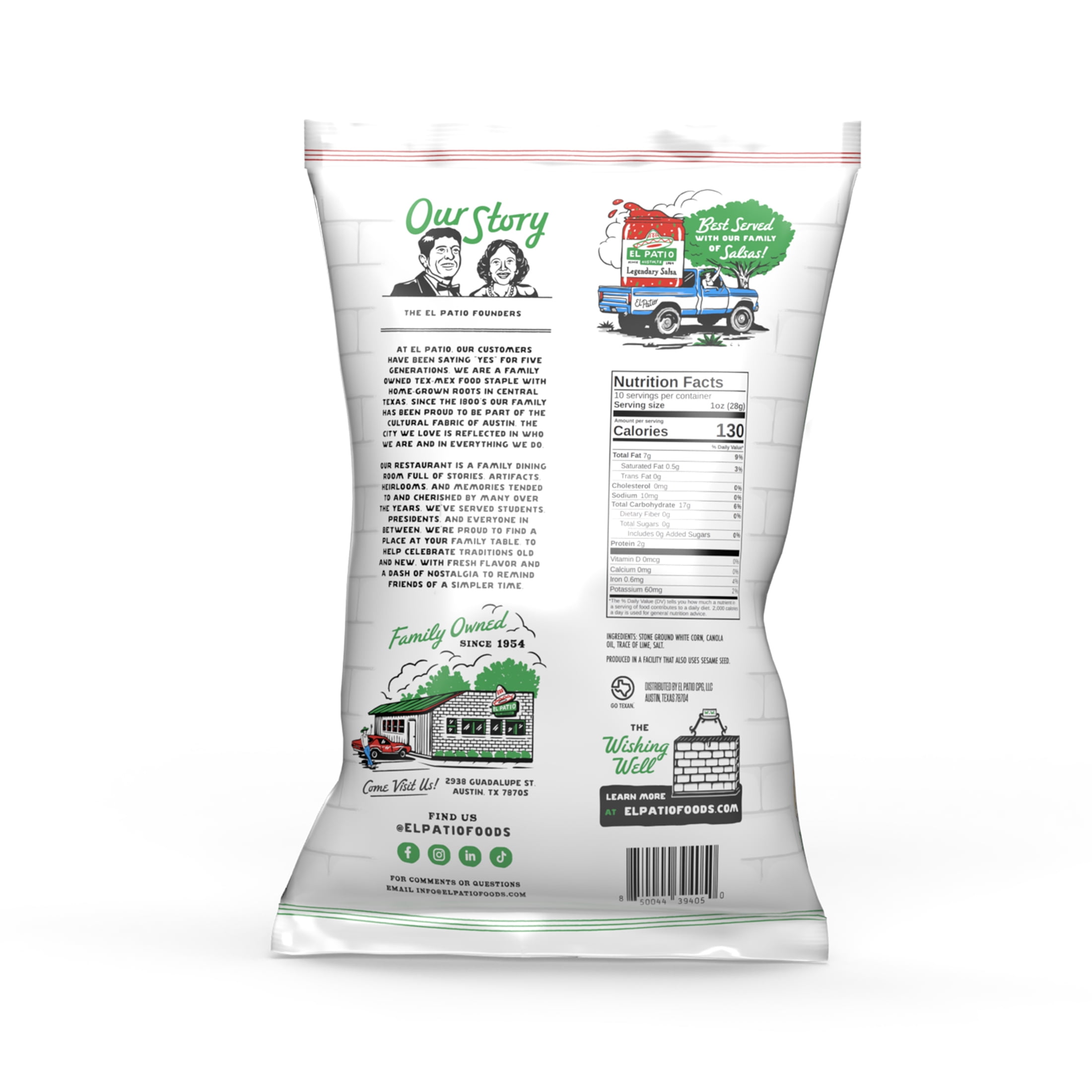 (3 pack) El Patio Salted Tortilla Chips, 10 oz Bag, Austin, Texas