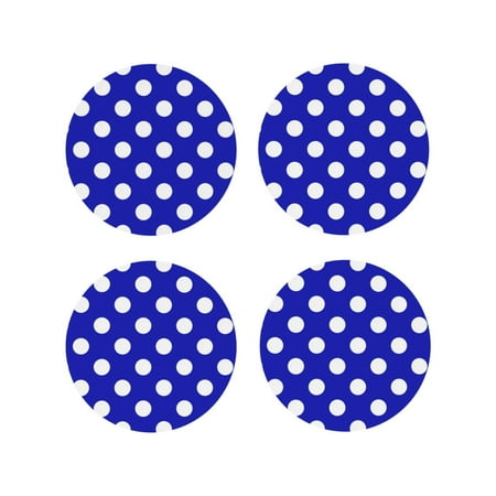 

Fuzoiu Blue And White Polka Dot Print Leather Coasters Set Drink Coasters Set of 4 for Tabletop Protection Durable PVC Coasters Home Décor and Housewarming Gift-Round Shape