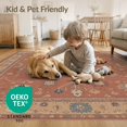 thumbnail image 4 of ODIKA 8'x10' Washable Area Rug Blue Terracotta Floral Geometric Design Intricate Botanical with Classic Borders for King Size Bedroom Under Bed, Master Suite, Non-Shedding, Easy Care, 4 of 7