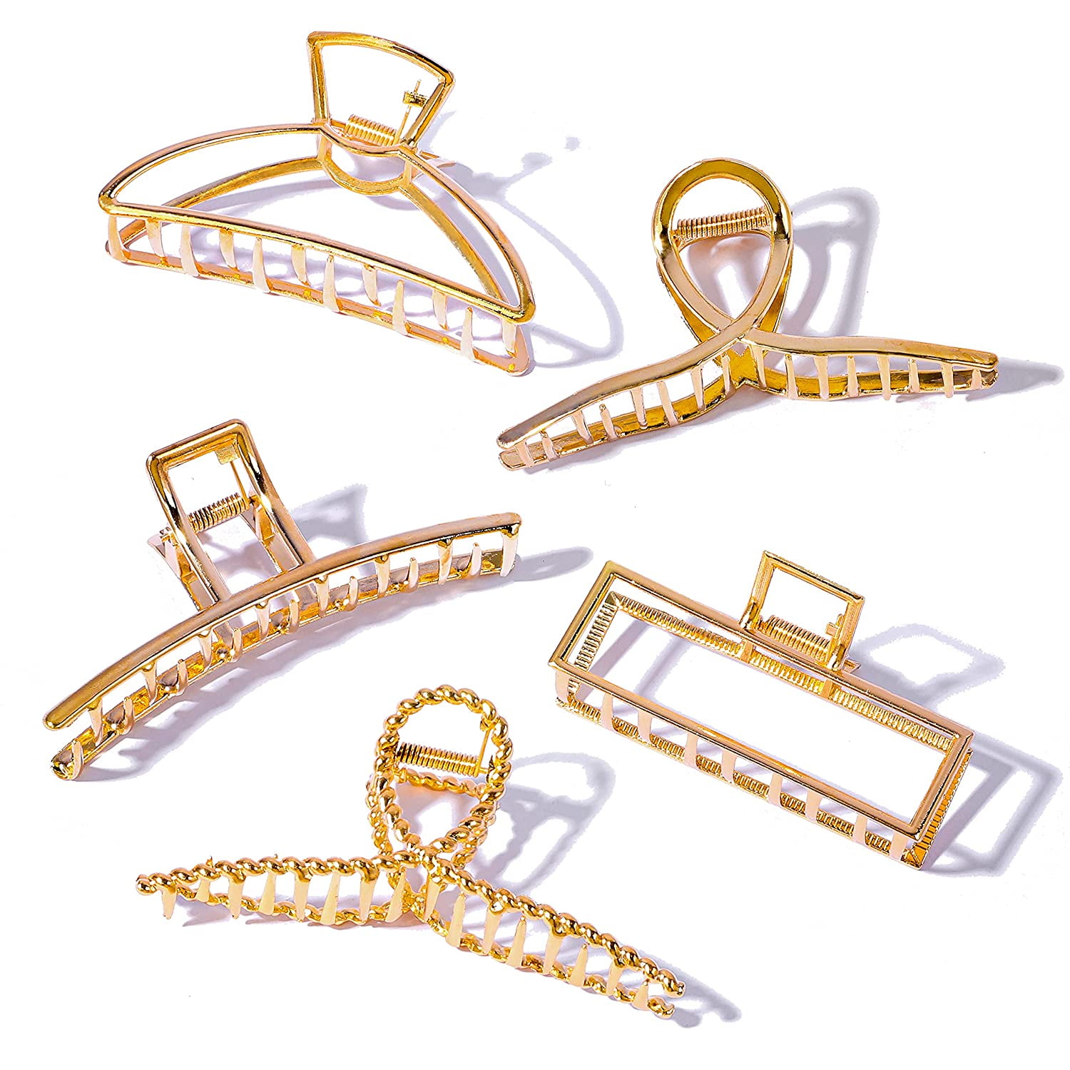 LEADUWAY 5 Pcs Hair Claw Clips, Metal Hair Claws for Thick Hair