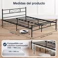 thumbnail image 3 of Cama Matrimonial Queen FurnitureR Matrimonial Metal Con Soporte de Listones Metálicos Negro, 3 of 8