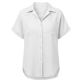 thumbnail image 7 of Womens Button Down Shirt Loose Short Sleeve Shirts Dressy Casual Work Blouse Business Summer Tops with Pockets, 7 of 7