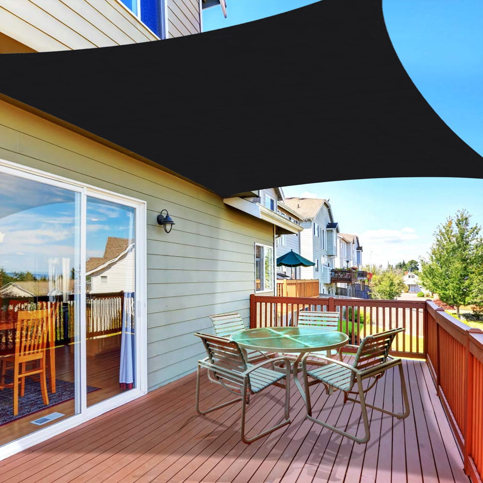 HBBKVI Sun Shade Cloth 98" × 98", Awning for Outdoor Swimming Pool Garden, UV Protection Sun Shade Sail Black