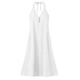 thumbnail image 5 of Uootdi Maxi Dresses for Women Halter Neck Sleeveless Button Detail Dresses Loose Flowy Casual Long Dresses Gift, 5 of 8