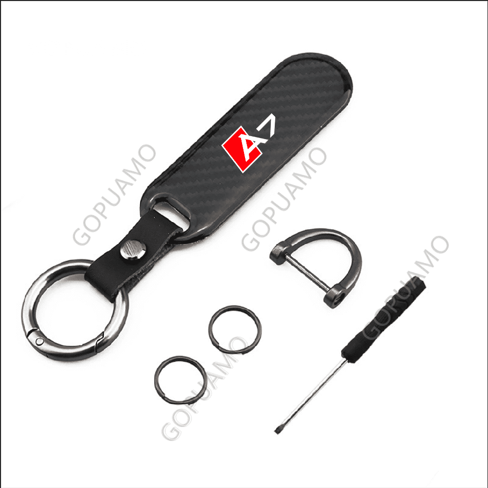 For Audi A7 Car Key Chain Carbon fiber Keychain Buckle Luxury Key Ring Car Keychain Accessories