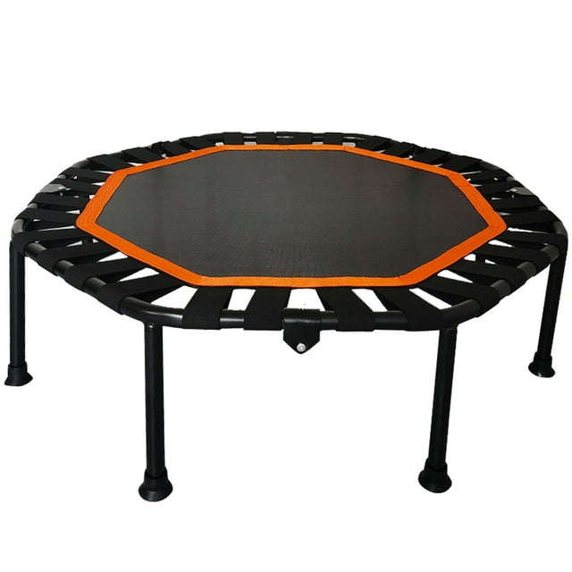 Trampoline Pliant Octogonal Portable de 42 Pouces avec Rampes Ajustables en Orange Vibrant - Parfait pour des Entraînements Silencieux et Sécuritaires et la Mise en Forme à Domicile