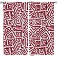 thumbnail image 3 of Vintage Kitchen Curtains, Hand Painted Boho Pattern Home Decor Blackout Curtains, Strikes Pattern in Red Colors Curved Spiral Lines, Window Drapes 2 Panel Set for Cafe Study Decor-W84xL84in, 3 of 6