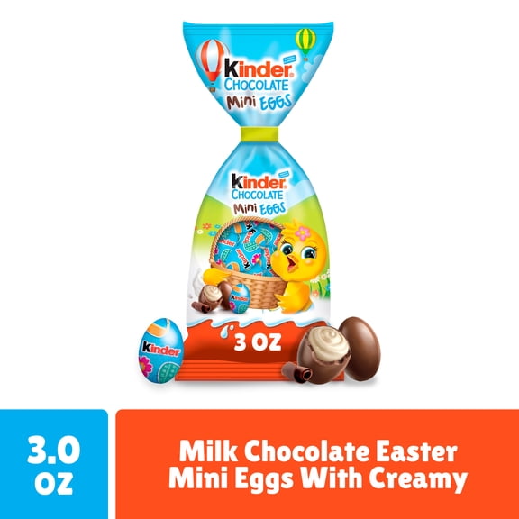 Kinder Easter Mini Eggs, Milk Chocolate, Individually Wrapped Easter Chocolate Candy, 3 oz