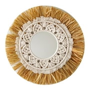 Handwoven Round Macrame Wall Mirror ,W/Tassel Cotton Rope ,Boho Style Nordic Vanity Mirrors for Apartment Home Entryway Bathroom Ornaments , B B