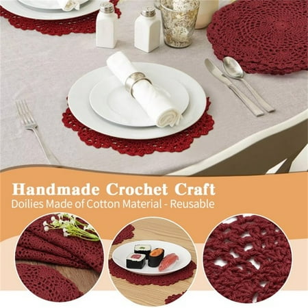 

Hand Knitted Hook Floral Hollowed Out Circular Decorative Pads Foreign Trade Plate Pads Insulated Table MATS 20cm