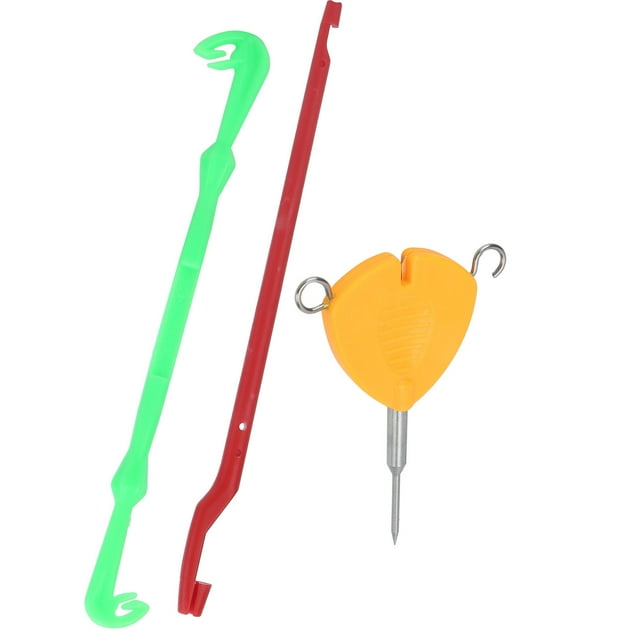 Bait Needle Knot Puller, ABS+Stainless Steel Orange+Red+Green Practical Bait Knot Puller Set for Fishing Box Fish Lover for Fishing Line Hook Knotting