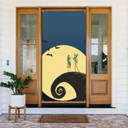 Moon The Nightmare Before Christmas Door Cover Decorated Banner Tapestry Home Decoration Holiday Party Supplies Door Banner Porch Sign Banner 72.8 x 35.4 Inch