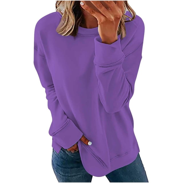 Chemises de Compression à Manches Longues pour Femmes Col Rond Chandail en Molleton Ample Surdimensionné Léger Tendance pour Femmes Grande Taille Gris m
