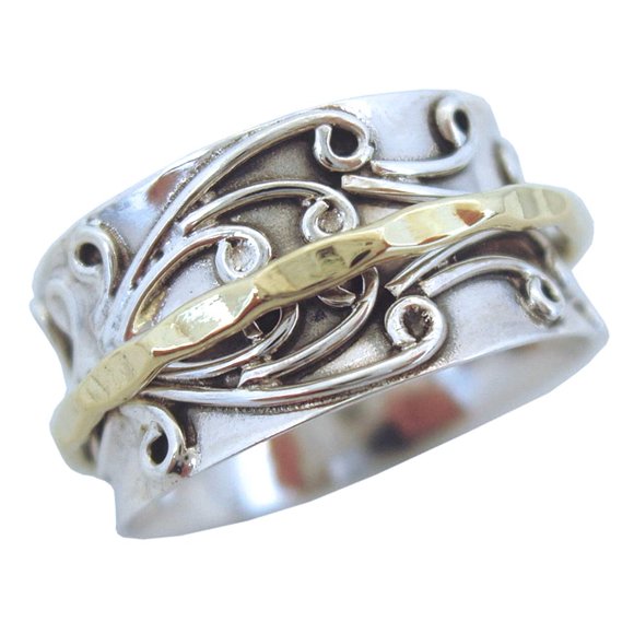 Energy Stone 925 Sterling Silver Radha Meditation Spinner Ring (US05) (10)