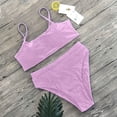 thumbnail image 6 of QUNYINEY Pink Womens Bathing Suits Bikini String High Waisted Swimsuits Triangle Tummy Control Swimsuit Sets, 6 of 6