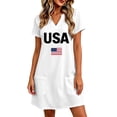 thumbnail image 2 of QUNYINEY A Line Everyday Dresses for Women Patriotic Short Sleeve Mini Independence Day T-Shirt Dress Loose Fit Summer Casual V Neck with Pockets Dresses, 2 of 9