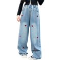 thumbnail image 2 of FDDMis Tall Jeans Wide Leg Jeans Petite Length Black Pants Boys Teenage Clothes Gymnastic Clothes for Girls 14/16 Girls Clothes Cute Clothes Boys, Blue 10-11 Years, 2 of 9