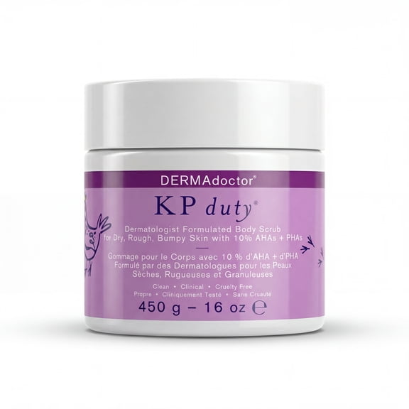 DERMAdoctor KP Duty Body Scrub | Exfoliant for Keratosis Pilaris & Dry, Rough, Bumpy Skin | 10% AHAs + PHAs, 16 oz