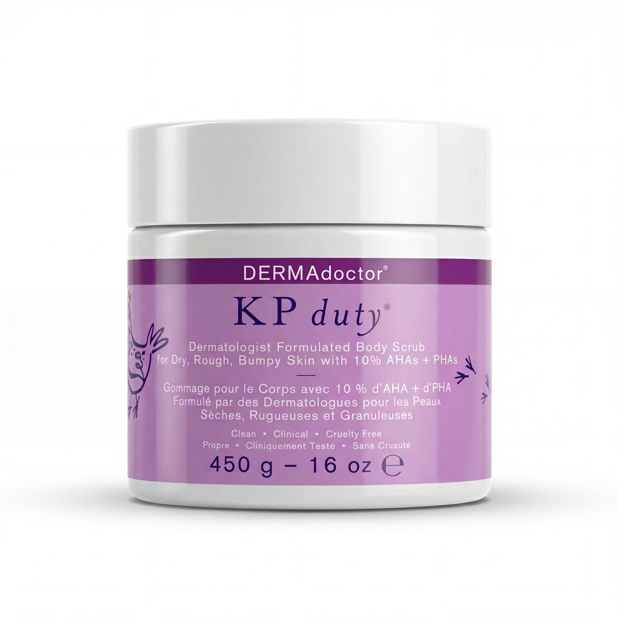 DERMAdoctor KP Duty Body Scrub | Exfoliant for Keratosis Pilaris & Dry, Rough, Bumpy Skin | 10% AHAs + PHAs, 16 oz