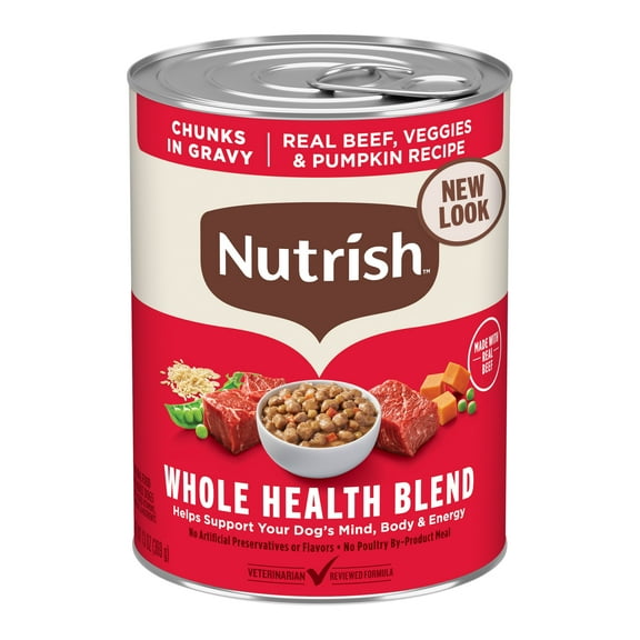 Nutrish Real Beef & Veggies Recipe Whole Health Blend Chunks in Gravy Wet Dog Food, 13 oz. Can (Rachael Ray)