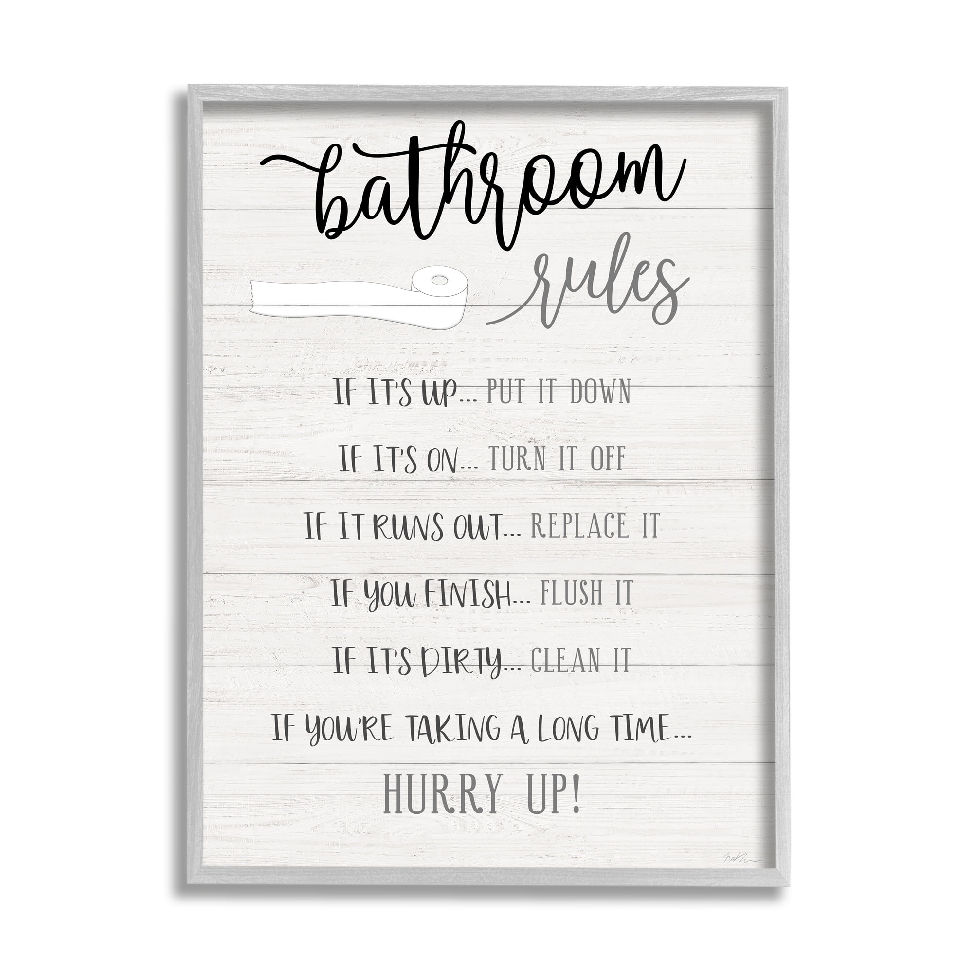 Stupell Industries Bathroom Rules Toilet Paper Sign Country Plank Pattern, 24 x 30, Design by Natalie Carpentieri