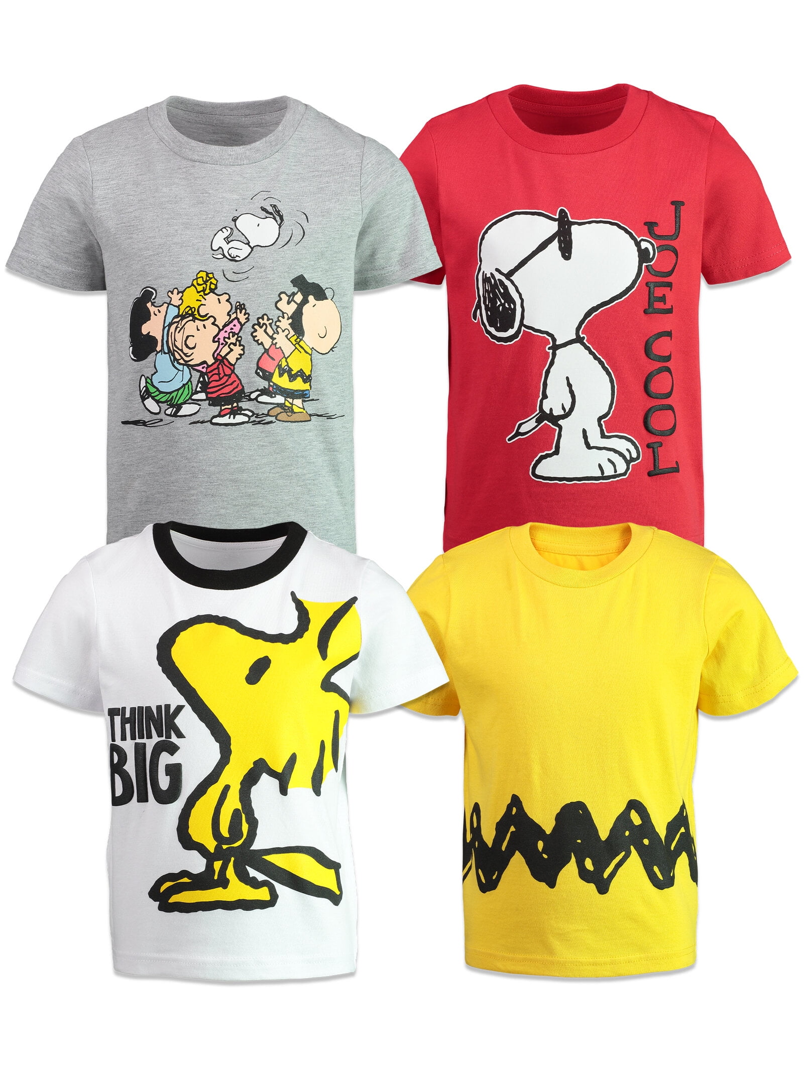 PEANUTS Woodstock Snoopy Charlie Brown Toddler Boys 4 Pack T-Shirts ...