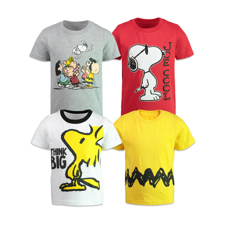 PEANUTS Woodstock Snoopy Charlie Brown Little Boys 4 Pack T-Shirts