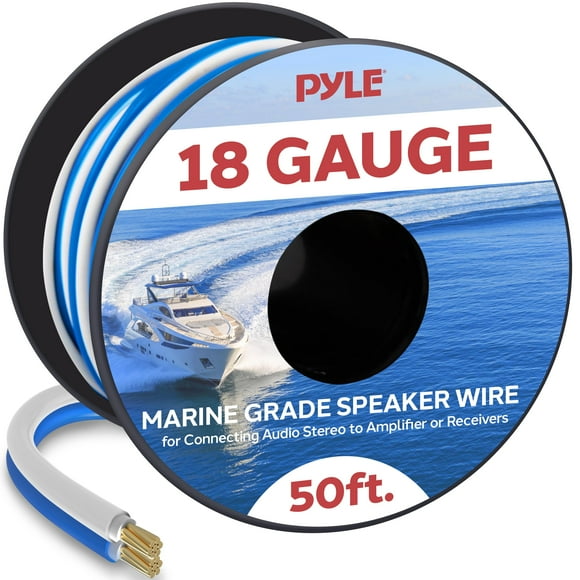 Cable de altavoz Pyle PLMRSW50, calibre 18, 15 m, impermeable, Marine Gr