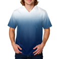 thumbnail image 2 of Domuza Scrub Top Men Gradient Tie-Dye V Neck Short Sleeve Working Uniform Relaxed Fit Soft Comfy Medical Scrub Tops with 3 Pockets White 4XL, 2 of 5