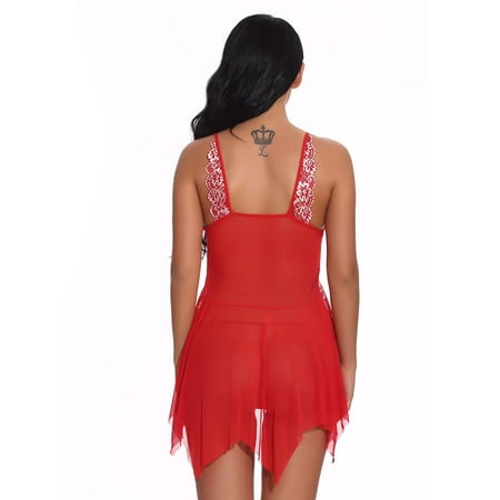 

JeashCHAT Lingerie for Women Sexy Naughty Lingerie For Women Front Closure Babydoll Lace V Neck Mesh Sleepwear Lingerie