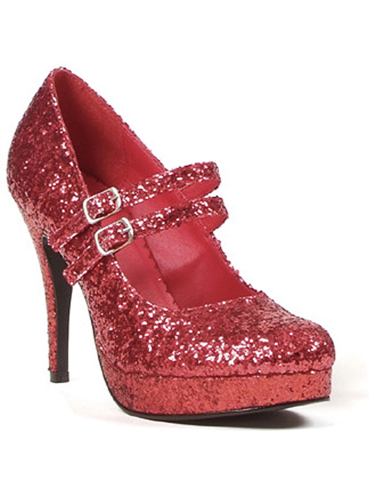 Womens Red Glitter Pumps Mary Jane Strap 4 Inch Heels Costume Theatre ...