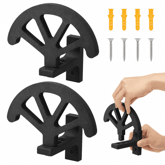 2-Pack Adjustable Wooden Cowboy Hat Rack, Wall Mounted Hat Display Stand, 3-Position Holder for Wide-Brim Hats