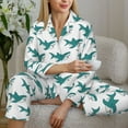 thumbnail image 4 of Goofa Cartoon Shark Printed Women’s 2 Piece Pajama Set Super,Pajamas Women's Long Sleeve Sleepwear Soft Button Down Loungewear Pjs Lounge Set Nightwear-, 4 of 9