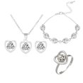 thumbnail image 1 of Conjunto de collar, pendientes y pulsera de cristal para mujer, regalo de San Valentín, collar de aleación., 1 of 5
