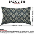 thumbnail image 4 of Dusty Blue Pillow Covers 12x20 Inch Set of 2, Cream Floral Block Print Pattern Lumbar Decorative Throw Pillowcases Outdoor Farmhouse Rectangle Cushion Covers Spring Summer Sofa Couch Bed Decor, 4 of 6