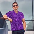 thumbnail image 3 of Kdxio Purple Glitter Print Men's Short Sleeve Polo Shirt,Midweight Men's Shirt, 3 of 6