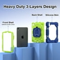thumbnail image 2 of Rugged Shockproof Case for Apple iPad mini 7th Generation/ iPad mini 6th Gen, 360 Rotating Stand Shoulder Strap Bumper Anti-Scratch Kids Friendly Case Cover for iPad mini 6 7 8.3", Navy+Green, 2 of 8