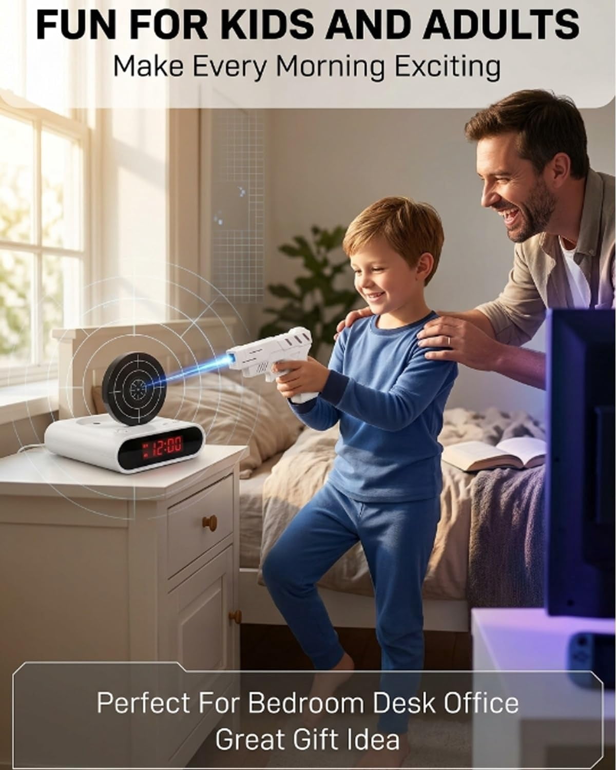 Target Alarm Clock with Shooting Game Digital Shot Timer Alarm Clock Interactive Wake You Shoot Personalized LED Display Bedside  Adults Fun Gift Bedroom Office