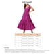 thumbnail image 5 of Vestido con tirantes y cuello en V, cintura delgada, dobladillo grande, tela de punto redondo para verano, morado S, 5 of 5