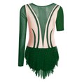 thumbnail image 4 of iiniim Justaucorps de Gymnastique Rythmique pour Femmes Manches Irrégulières Robe de Patinage Artistique Vert S, 4 of 6