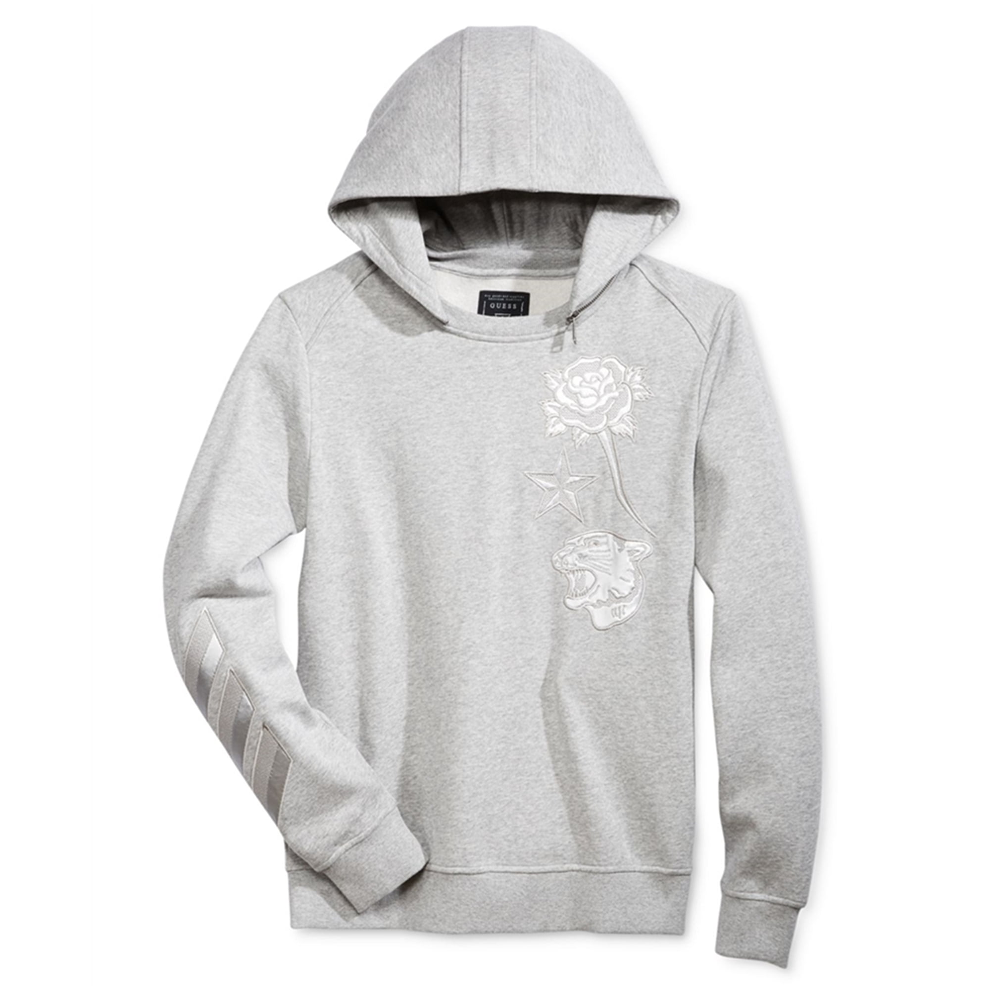 Ringlet abort Elemental GUESS Mens Roy Embroidered Hoodie Sweatshirt, Grey, X-Large - Walmart.com