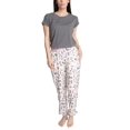 thumbnail image 2 of Hanes Women's Soft Retro Short Sleeve Top and Jogger Sleep and Lounge Set, Grey/Dotty Dogs, X-Large, 2 of 4