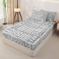 thumbnail image 2 of Erosebridal Minimal Tribal Pattern Zipper Full Size Comforter Sets with Fitted Sheet and 2 Pillowcases,Shape Print Zipper Bedding Set,Light Gray,Reversible, 2 of 6