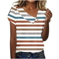 thumbnail image 2 of Njagoc3 Womens Striped Short Sleeve Top - Classic Navy/White Horizontal Lines | Breathable Linen Blend, Boat Neckline | Preppy Style for Beach/Casual Wear, 2 of 6