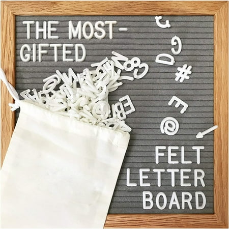 Aluminum Frame Letter - Aimeeli 10x10 Inches Gray Felt Letter Board,Changeable Letter Boards Include 340 White Plastic Letters Oak Frame