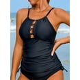 thumbnail image 3 of Charmo Womens Ruched Swim Tops Adjustable Straps Tankini Tops Tummy Control Swimsuit Tops(No Bottoms), 3 of 6